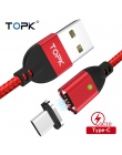 TOPK p-FLine magnetyczny kabel USB C do Samsung Galaxy S9 Plus S8 szybkie ładowanie 3.0 USB typu C szybkie ładowanie danych kabe