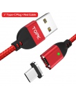 TOPK p-FLine magnetyczny kabel USB C do Samsung Galaxy S9 Plus S8 szybkie ładowanie 3.0 USB typu C szybkie ładowanie danych kabe