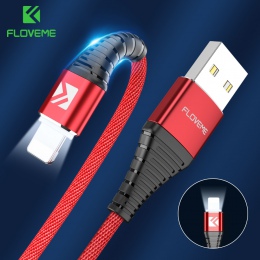 FLOVEME LED kabel USB ładowarka dla iPhone X XS MAX XR 8 7 5 5S se ipad 2A szybkie ładowanie kabel do transmisji danych Adapter 