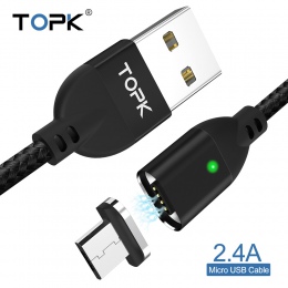 TOPK AM41 magnetyczny micro USB kabel do Samsung Galaxy S7 Xiaomi Redmi Note 5 szybkie ładowanie magnes Microusb przewód do tran