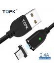 TOPK AM41 magnetyczny micro USB kabel do Samsung Galaxy S7 Xiaomi Redmi Note 5 szybkie ładowanie magnes Microusb przewód do tran