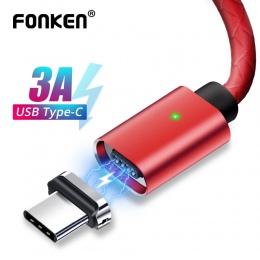 FONKEN typu C kabel magnetyczny USB C szybka ładowarka kabel do telefonu 3A komórkowy szybkie ładowanie magnes typu C przewód sy