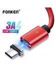 FONKEN typu C kabel magnetyczny USB C szybka ładowarka kabel do telefonu 3A komórkowy szybkie ładowanie magnes typu C przewód sy