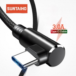 Suntaiho USB typu C kabel do Xiaomi mi 9 mi 9 redmi note 7 Samsung s9 90 stopni kabel USB C przewód szybkoładujący do huawei p20