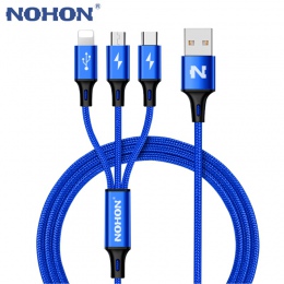 NOHON 3 w 1 typu C 8Pin kabel Micro USB do iPhone 8X7 6 6 S Plus iOS 10 9 8 Samsung Nokia USB kable szybkiego ładowania przewód