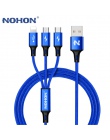 NOHON 3 w 1 typu C 8Pin kabel Micro USB do iPhone 8X7 6 6 S Plus iOS 10 9 8 Samsung Nokia USB kable szybkiego ładowania przewód