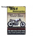 Retro BSA motocykli złota gwiazda metalowa płyta Norton Scout plakietka emaliowana Vintage Metal plakat garażu klub Pub Bar deko