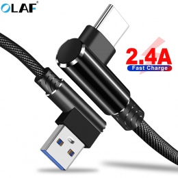 OLAF kabel USB typu C 90 stopni szybkie ładowanie danych kabel USB C do Samsung S10 S9 S8 Xiaomi mi8 mi9 Huawei P20 P30 USB-C ła