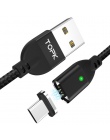 TOPK AM413A szybkie ładowanie kabel magnetyczny dla iPhone Xs Max Xr 8 Plus telefon komórkowy Micro kabel USB i USB typu C kabel