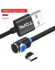 TOPK L 1 m 2 m 90 stopni L typ kabel magnetyczny kabel Micro USB i USB typu C kabel LED kabel magnetyczny do ładowania dla iPhon