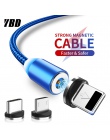 YBD 1M LED Magnetic Charge Cable For iPhone X XR XS Max 8 7 Micro USB Cable Magnet Charger USB/ Type C Cable for Samsung Xiaomi