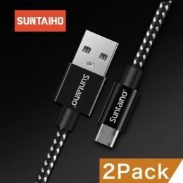 2 paczka Suntaiho kabel Micro USB 2.4A dla Xiaomi Redmi szybkie ładowanie ładowarka USB Nylon pleciony kabel do transmisji danyc