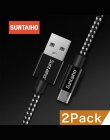 2 paczka Suntaiho kabel Micro USB 2.4A dla Xiaomi Redmi szybkie ładowanie ładowarka USB Nylon pleciony kabel do transmisji danyc