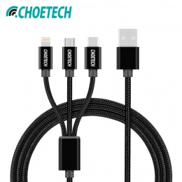 CHOETECH 3 w 1 kabel USB do telefonu komórkowego Micro USB typu C kabel ładowarki do ładowania iphone'a w tym kabel Micro USB ła