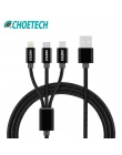 CHOETECH 3 w 1 kabel USB do telefonu komórkowego Micro USB typu C kabel ładowarki do ładowania iphone'a w tym kabel Micro USB ła