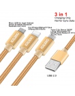 CHOETECH 3 w 1 kabel USB do telefonu komórkowego Micro USB typu C kabel ładowarki do ładowania iphone'a w tym kabel Micro USB ła