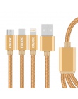 CHOETECH 3 w 1 kabel USB do telefonu komórkowego Micro USB typu C kabel ładowarki do ładowania iphone'a w tym kabel Micro USB ła