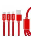 CHOETECH 3 w 1 kabel USB do telefonu komórkowego Micro USB typu C kabel ładowarki do ładowania iphone'a w tym kabel Micro USB ła