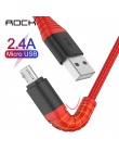 ROCK o wysokiej wytrzymałości kabel Micro USB do Samsung Xiaomi LG USB szybkie ładowanie danych pleciony ładowarka telefonu z sy