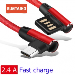 Suntaiho 90 stopni ładowania kabel Micro USB 2.4A dla Samsung kabel USB dla Xiaomi Tablet kabli nokia 8 dwustronne kabel z wtycz