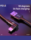 PZOZ 5A kabel usb c USB typu C 90 stopni szybkie ładowanie dla Huawei P20 P10 Mate 20 Pro 10 nova 2 s ładowarka usb c dane typu 