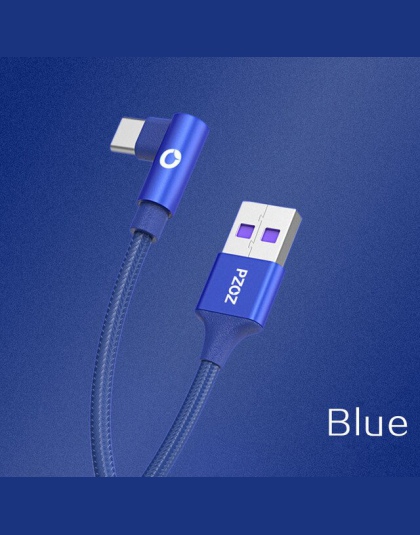 PZOZ 5A kabel usb c USB typu C 90 stopni szybkie ładowanie dla Huawei P20 P10 Mate 20 Pro 10 nova 2 s ładowarka usb c dane typu 