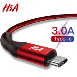 H & A 3A USB typu C szybkie ładowanie kabel usb c danych typu c przewód telefon ładowarka do Samsunga S9 s8 uwaga 9 8 Huawei P20