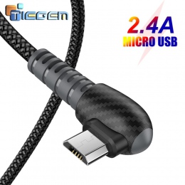 TIEGEM kabel Micro USB 2.4A szybkie ładowanie kabel 90 stopni telefon komórkowy kabel USB dla Samsung Xiaomi Huawei Android 0.3 