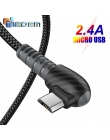 TIEGEM kabel Micro USB 2.4A szybkie ładowanie kabel 90 stopni telefon komórkowy kabel USB dla Samsung Xiaomi Huawei Android 0.3 