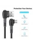 TIEGEM kabel Micro USB 2.4A szybkie ładowanie kabel 90 stopni telefon komórkowy kabel USB dla Samsung Xiaomi Huawei Android 0.3 