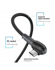 TIEGEM kabel Micro USB 2.4A szybkie ładowanie kabel 90 stopni telefon komórkowy kabel USB dla Samsung Xiaomi Huawei Android 0.3 