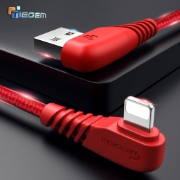 TIEGEM przewód Usb z wtyczką kątową 90° dla iPhone X 8 7 6 5 6 s plus kabel do szybkiego ładowania kabel do telefonu komórkowego