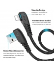 TIEGEM przewód Usb z wtyczką kątową 90° dla iPhone X 8 7 6 5 6 s plus kabel do szybkiego ładowania kabel do telefonu komórkowego