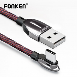 FONKEN 3A szybkie ładowanie typu C kabel USB 90 stopni USB C zginać gry kabel do ładowania ładowarka do telefonów z systemem And