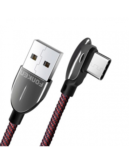 FONKEN 3A szybkie ładowanie typu C kabel USB 90 stopni USB C zginać gry kabel do ładowania ładowarka do telefonów z systemem And