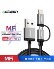 Ugreen 3 w 1 kabel USB do iPhone Xs Max 8 7 plus 2.4A szybkie ładowanie Micro USB typu C kabel do Samsung S10 S9 S8 Plus przewód