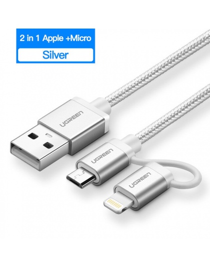 Ugreen 3 w 1 kabel USB do iPhone Xs Max 8 7 plus 2.4A szybkie ładowanie Micro USB typu C kabel do Samsung S10 S9 S8 Plus przewód