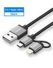 Ugreen 3 w 1 kabel USB do iPhone Xs Max 8 7 plus 2.4A szybkie ładowanie Micro USB typu C kabel do Samsung S10 S9 S8 Plus przewód