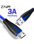 ZNP kabel Micro USB 3A szybkie ładowanie Micro USB przewód ładowarki do Samsung S7 Xiaomi Redmi Note 5 Pro 4 Tablet telefon z sy