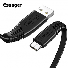 Essager płaskie kabel USB typu C do Samsung Xiaomi Huawei 1 M 2 M do synchronizacji danych przewód USB kabel typu C 3.1 szybkieg