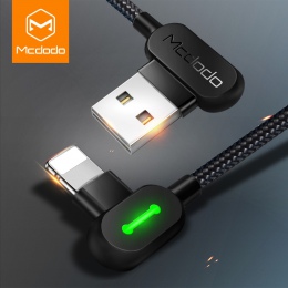 Mcdodo przewód USB z wtyczką kątową 90° dla iPhone XS MAX XR X 6 6 s 7 8 szybki kabel ładowania USB kabel typu C kabel do transm