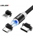 USLION magnetyczny micro USB kabel do Samsung S10 S9 ładowania typu c ładowania dla iPhone XS XR 8 7 ładowarka magnetyczna kable