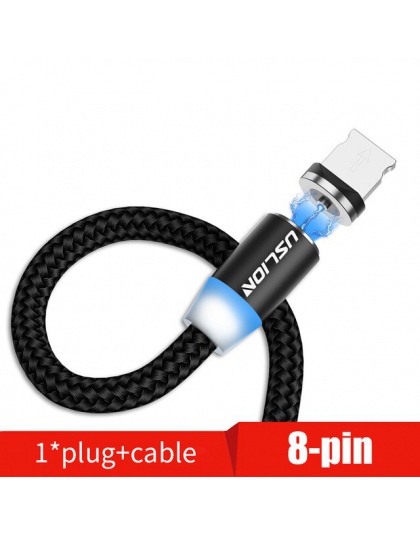 USLION magnetyczny micro USB kabel do Samsung S10 S9 ładowania typu c ładowania dla iPhone XS XR 8 7 ładowarka magnetyczna kable