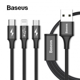 DROP-SHIPPING Baseus 3in1 kabel USB dla iPhone X 8 7 6 kabel Micro USB kabel typu C do samsung S9 S8 szybki kabel do ładowania