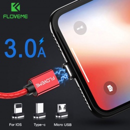 FLOVEME 3A (Max) kabel magnetyczny szybkie ładowanie USB typu C Micro USB dla iPhone X Xs Max XR kabel magnetyczny do ładowania 