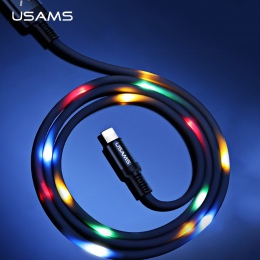 Regulacja głośności taniec LED światło lampy błyskowej kabel dla iPhone 6 7 X, USAMS SR synchronizacji danych 2A kabel USB do sz