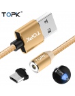 TOPK R-Line2 kabel magnetyczny 1 M i 2 M kabel Micro USB wskaźnik LED Nylon pleciony magnes kabel ładowania do Samsunga S7 krawę