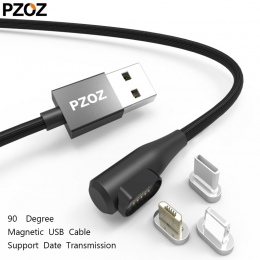 PZOZ kabel magnetyczny micro szybka ładowarka usb usb typu c dla iphone xs max xr x 8 7 plus 6 s 6 5 s 90 stopni magnetyczny kab
