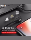 PZOZ kabel magnetyczny micro szybka ładowarka usb usb typu c dla iphone xs max xr x 8 7 plus 6 s 6 5 s 90 stopni magnetyczny kab