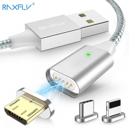 RAXFLY magnetyczny kabel USB dla iPhone 8 7 Plus ładowanie magnetyczne oświetlenie do kabla USB Micro USB kabel magnetyczny typu